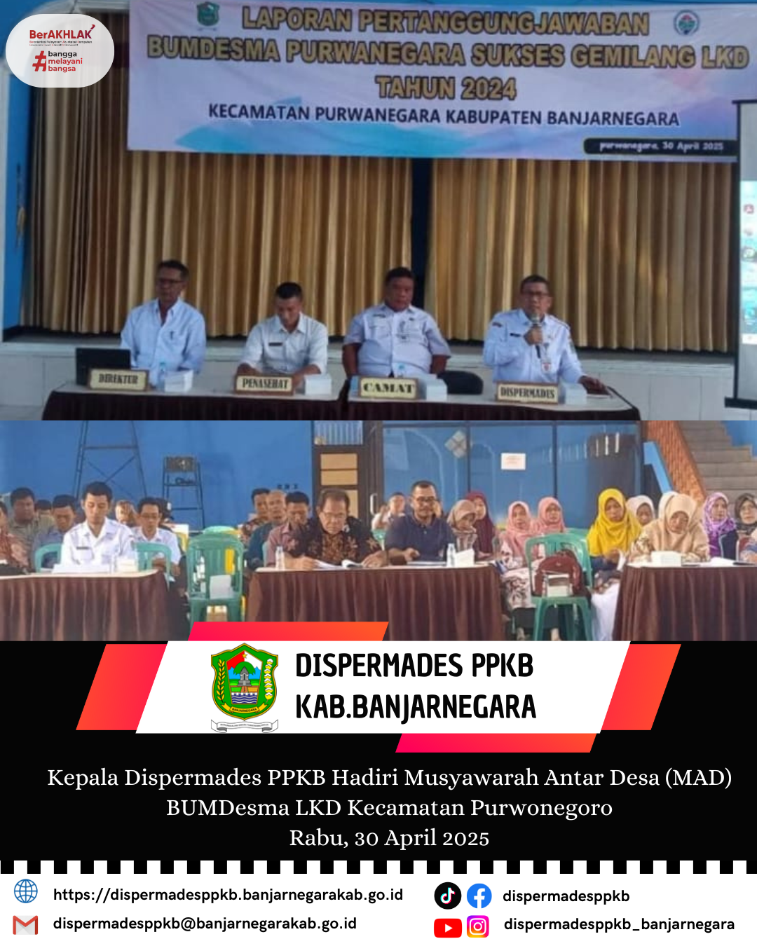 Kepala Dispermades PPKB Hadiri Musyawarah Antar Desa (MAD) BUMDesma LKD Kecamatan Purwonegoro