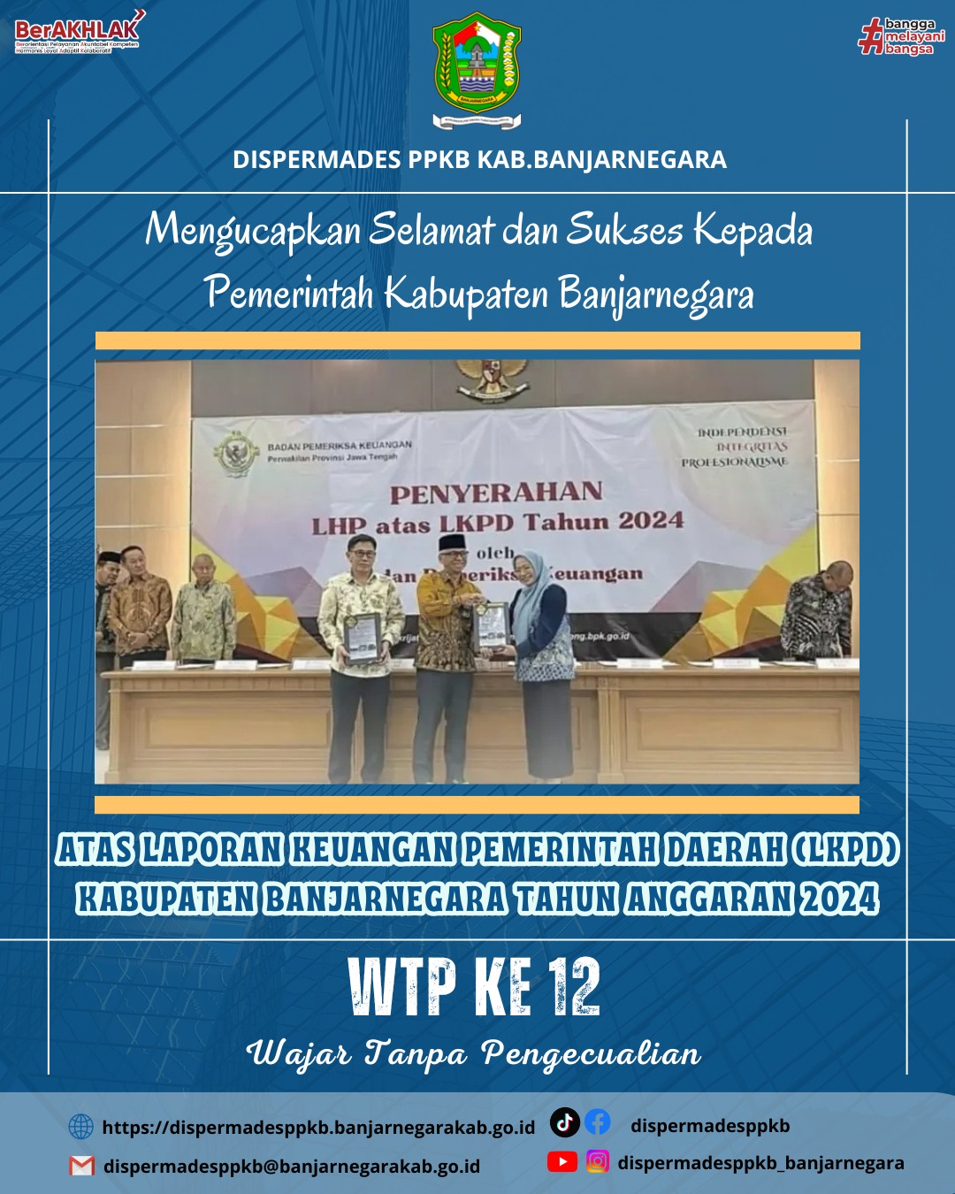 Pemkab Banjarnegara Kembali Raih Opini WTP atas LKPD 2024 dari BPK RI